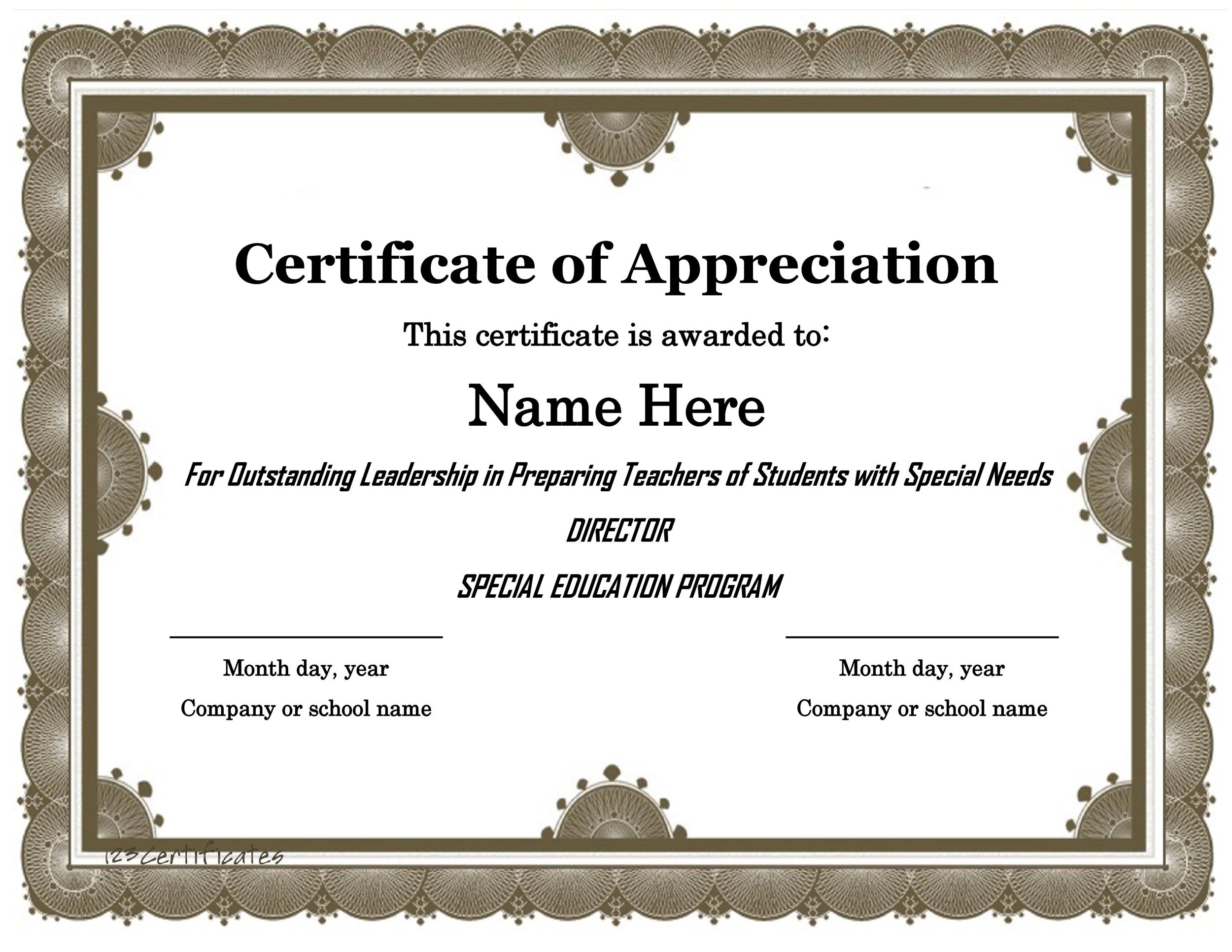 Free Printable Certificate Of Appreciation For Veterans